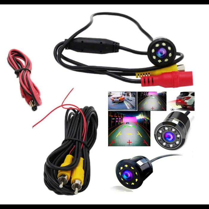 D106- Kit completo Câmeras visão traseira do carro COM 8 LEDS