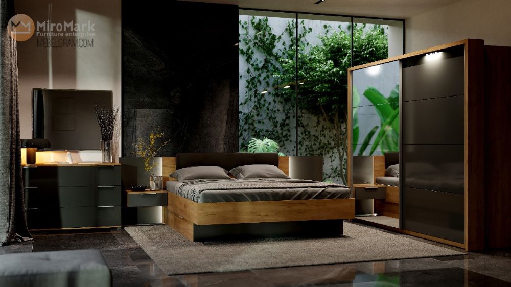 СПАЛЬНЯ "Luna" в комплекте - кровать, шкаф, тумбы, комод, зеркало