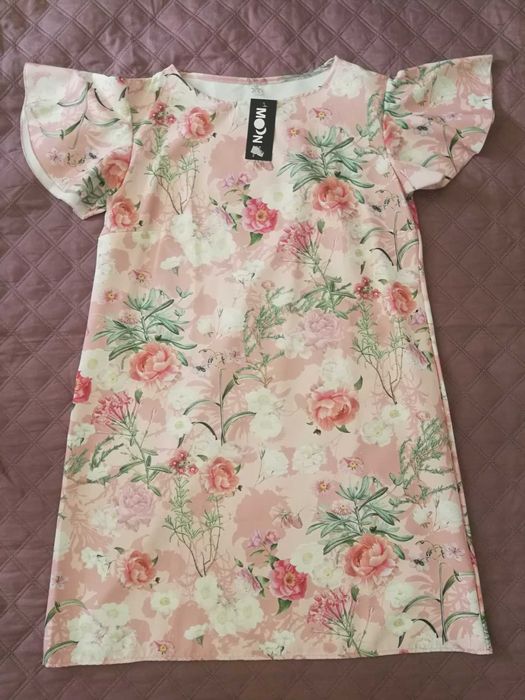 nowa damska sukienka 50 / pudrowy róż / Modna Kiecka