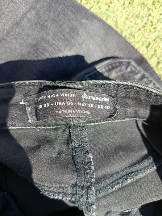 Calças Stradivarius Super High Waist Pretas T38 | Black High Waist Jeans EU 38
