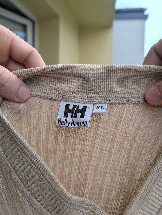 Męski koszulka t-shirt Helly Hansen XL beżowy prążkowany bawełna vintage
