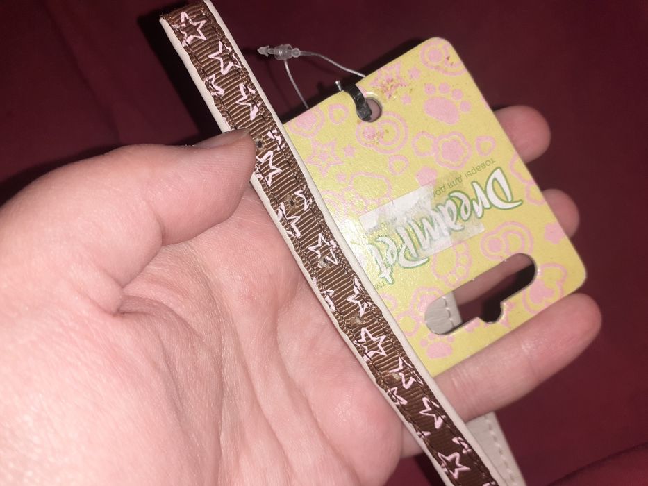 Ошейник для кота кошки кошачий собачки коричневый тканевый