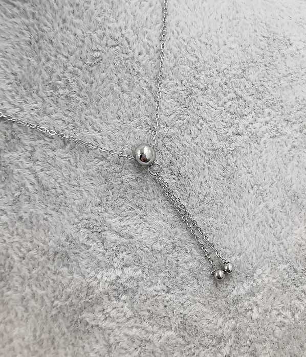 Celebrytka srebrna stal chirurgiczna krawatka z kulkami