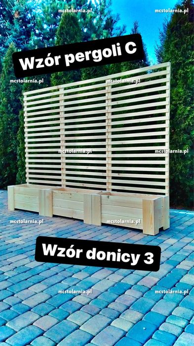 Donica z pergolą płot lamelowy donice na taras zielnik kwietnik