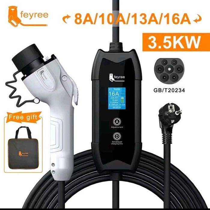 Зарядка‼️Feyree 16А / 32А Type1 / Type2 / GB/T Tesla для электромобиля