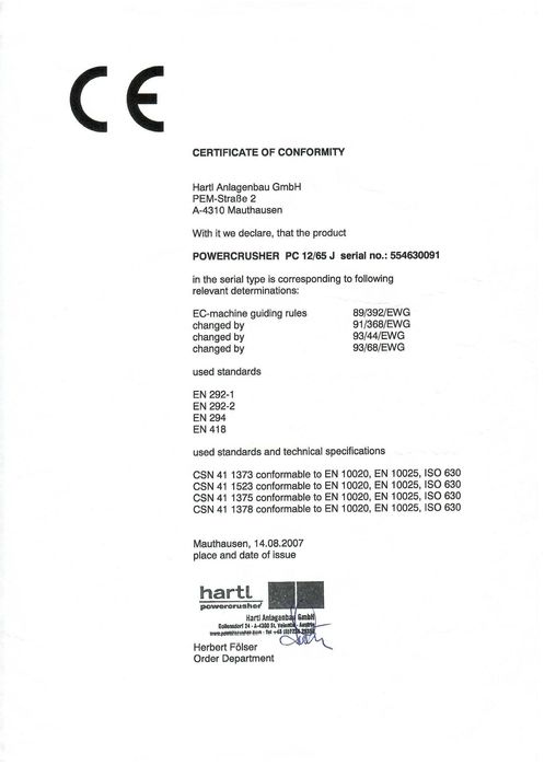 Kruszarka szczękowa, mobilna Hartl PC 1265J