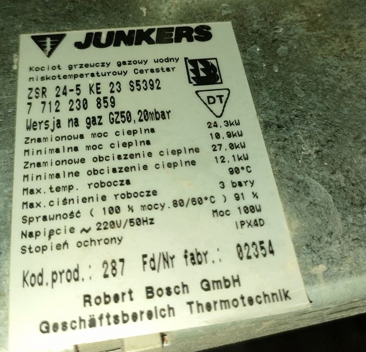 Kocioł gazowy Junkers
