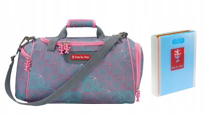 Step By Step Torba Sportowa Szkolna Glitter Heart Hazle + Organizer Gr