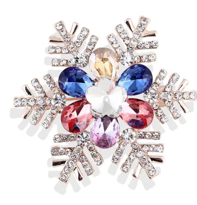 Broszka świąteczna bałwanek z kryształkami