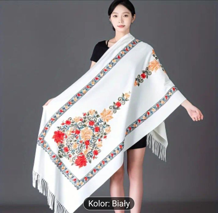 Szalik zimowy haftowany gruby