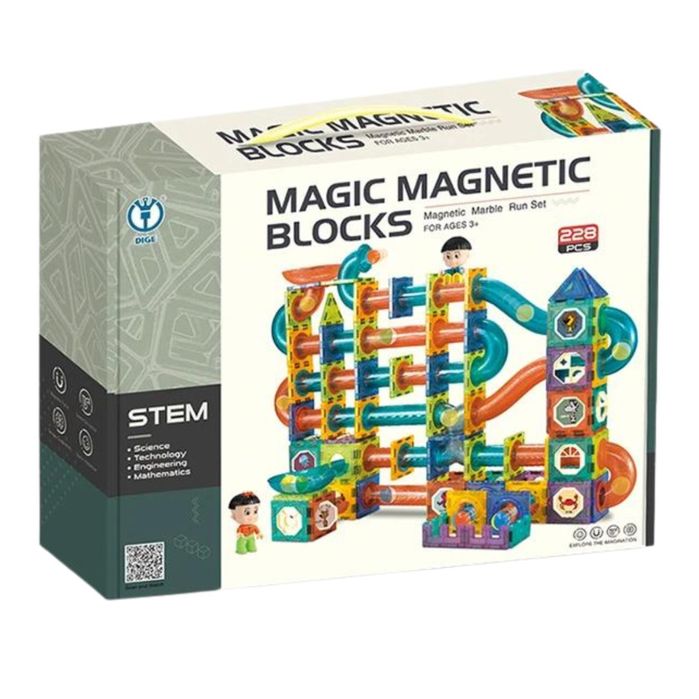 klocki magnetyczne konstrukcyjne tor układanka zamek figurki 228 el