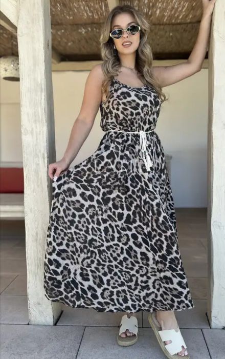 Maxi sukienka w panterkę
