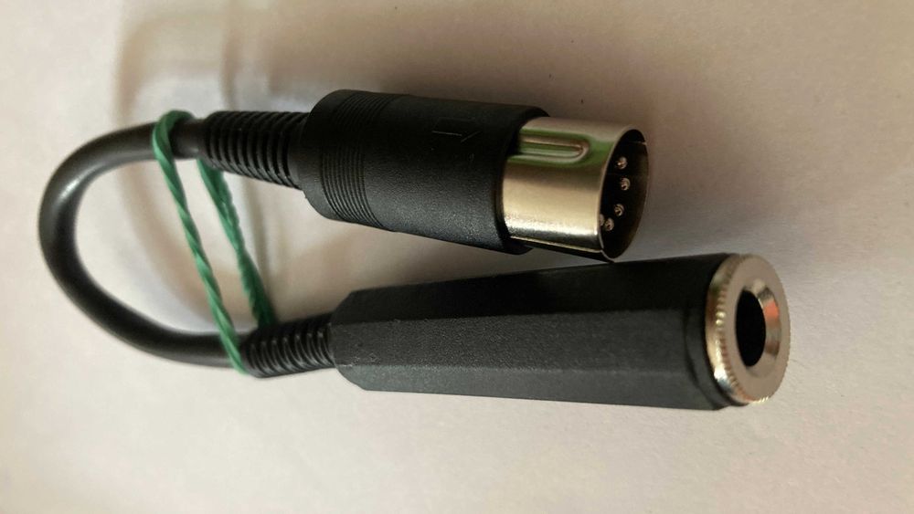 Kabel przejściówka z gniazda jack 6,3 (stereo lub mono)/ na typowy wtyk Din 5 pin