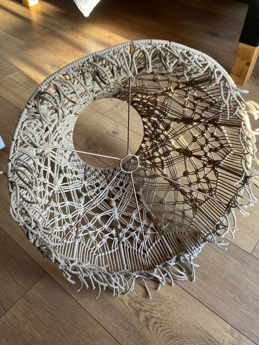 Abażur pleciony boho duży handmade sznurkowy