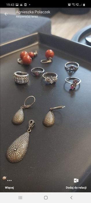 Stara biżuteria  zestaw srebrnej biżuterii