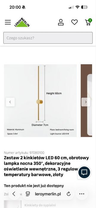 Zestaw 2 kinkietów LED 60 cm,