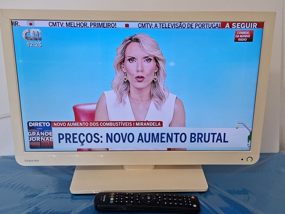 Televisão Toshiba Ecrã LED FULL HD de 22 Polegladas, Modelo 22L354G | 50 Watts | C/ Comando Original | Tudo Impecável