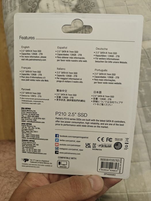 Продам SSD Patriot P210 та Kingston NV3 срочно