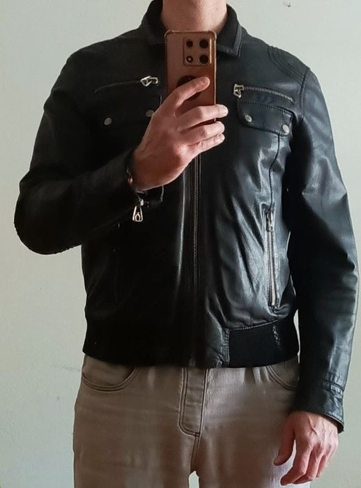 Ramoneska, kurtka ZARA męska skóra jagnięca