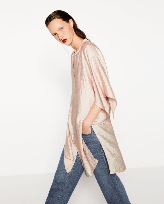 ZARA lekka kurtka bomber pudrowy róż oversize M 38