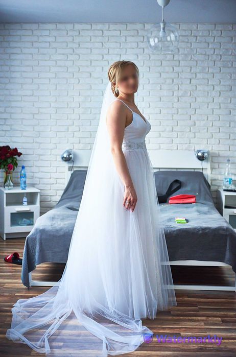 Suknia ślubna 38/40 biel Dwa welony Emmi Mariage