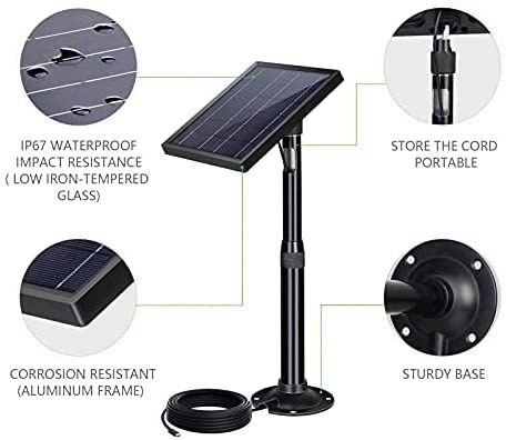 NOVOS! Painel solar p câmara a bateria, 5V 3,5W cabo micro USB 5M