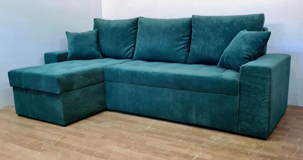 Nowy Narożnik sprężyny automat sztruks welur plusz kanapa sofa rogówka