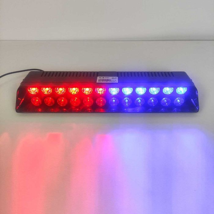 Проблисковий стробоскоп 12 LED під скло червоно-синій мигалка