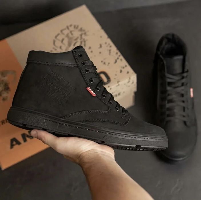 LEVIS зимові чоловічі черевики на блискавці мужские ботинки левис кожа