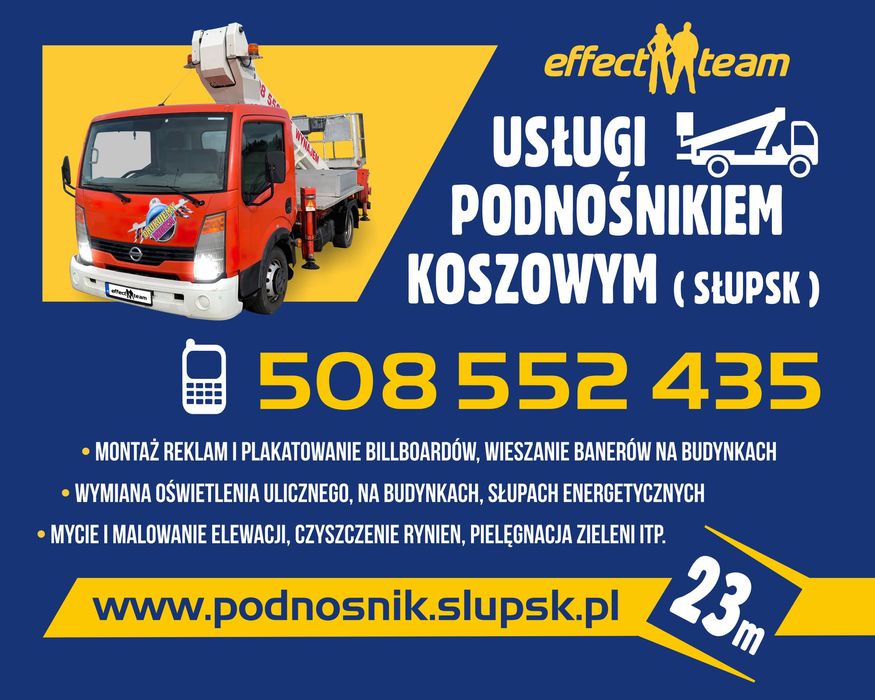 Podnośnik Koszowy NAJTANIEJ  Banery Reklamy Wydruk Reklama Effect Team