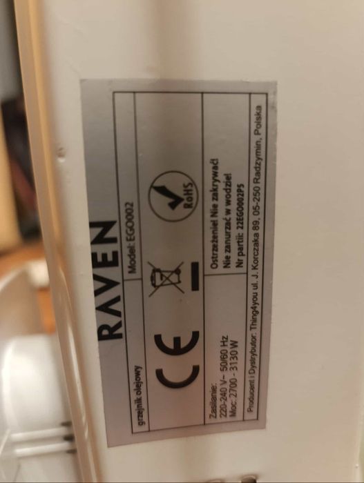 Grzejnik elektryczny Raven olejowy