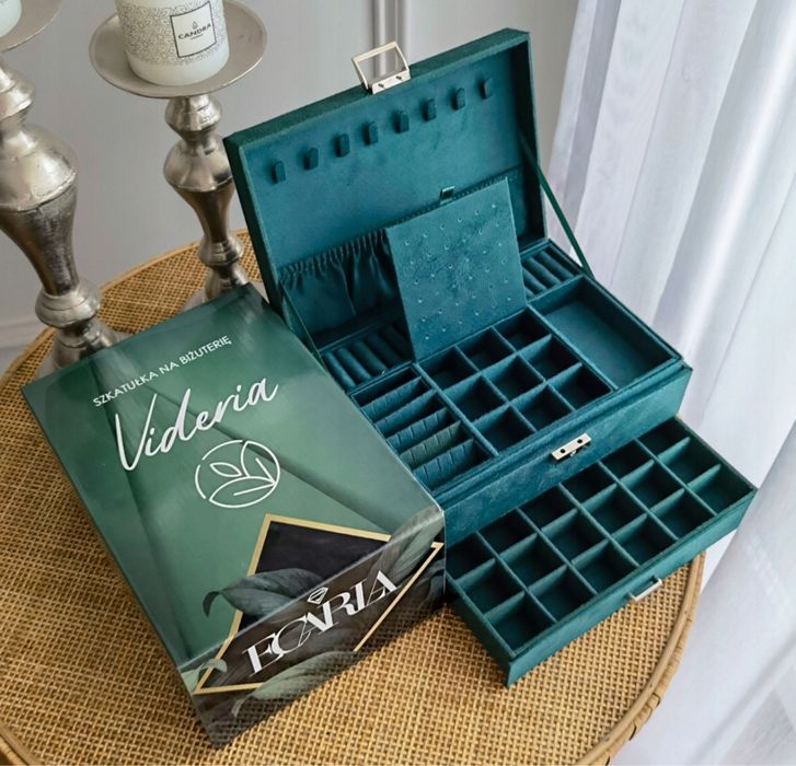 Ekskluzywna szkatułka na biżuterię pojemny kuferek elegancki