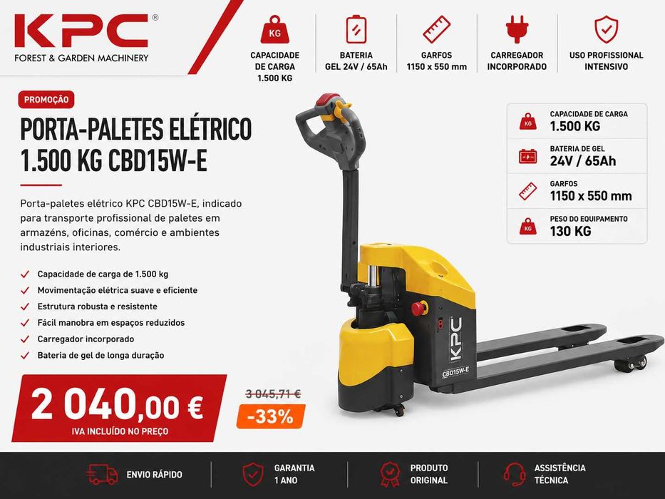 PORTA-PALETES ELÉTRICO KPC 1500 KG LL29