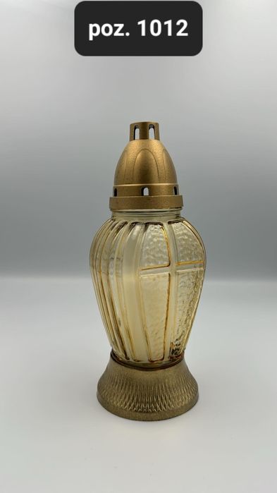 Znicz 6szt,  żółty  szklany 23 × 9cm