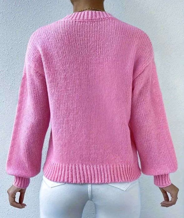 Barbie róż sweterek uśmiechnięte ciasteczka