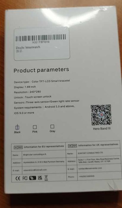 Smartwatch 1.69inch Black (Novo)