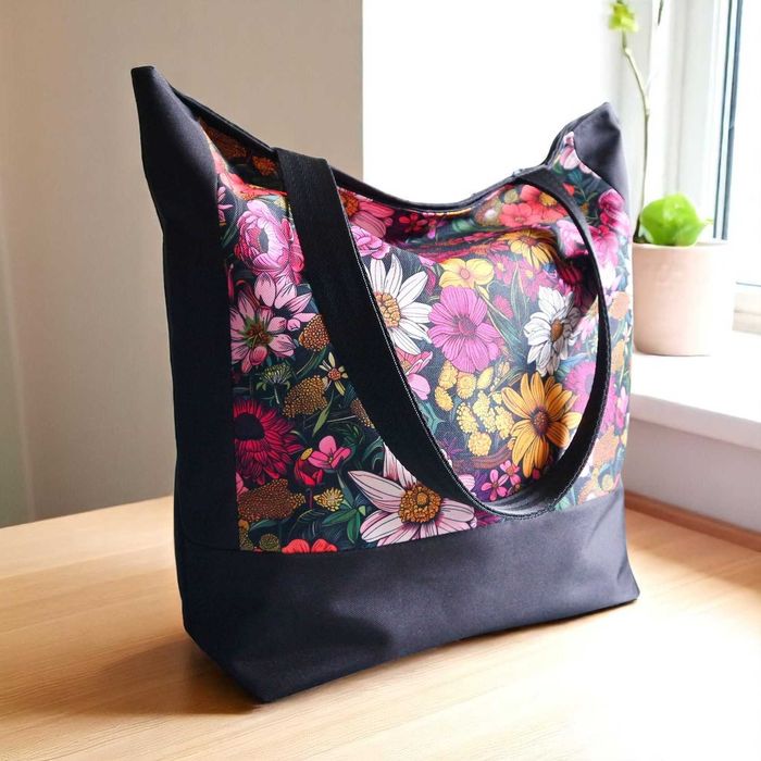 Shopper na zakupy pojemna torba w kwiaty NOWA PL