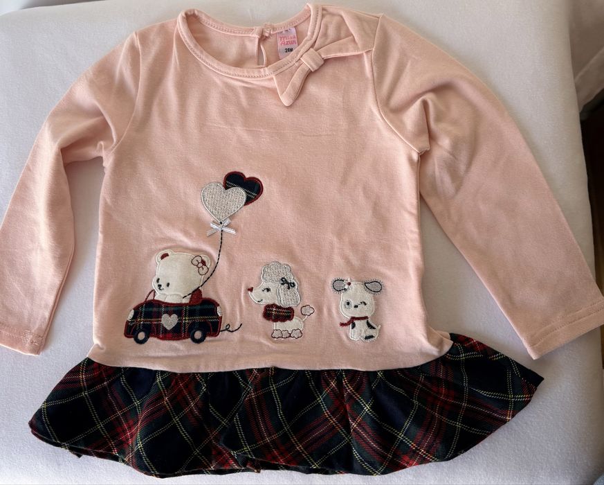Camisola de manga comprida em tom rosa suave