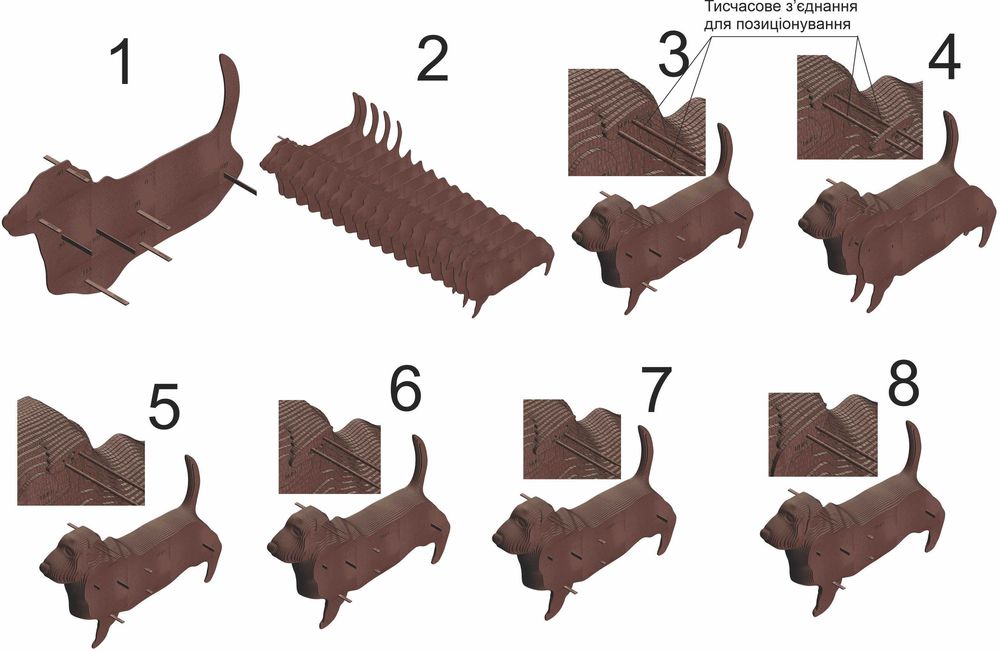 3D Пазл Картонний Конструктор Бассет-хаунд