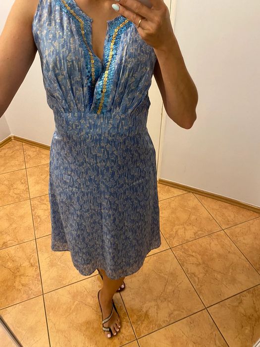 Noa noa sukienka jedwabna jedwab pure silk seta cekiny wiskoza