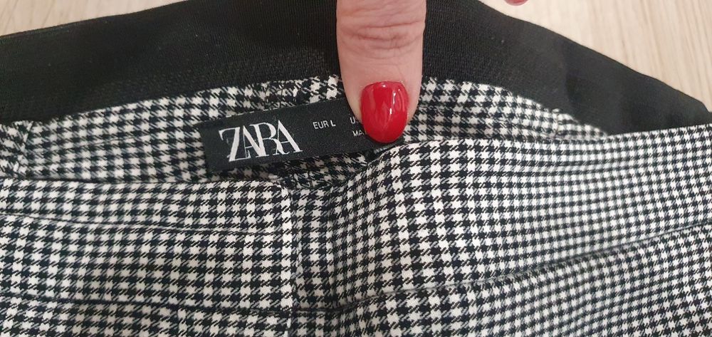 Spodnie Cygaretki w pepitkę Zara r.L