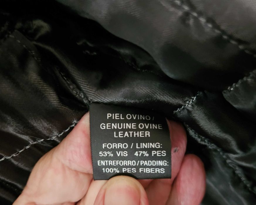 Excelente blusão preto, de pele genuína GEROME (tamanho L)