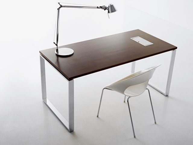 Secretária reta Vidro Preto Branco Fosco 1600x800x750mm Nova
