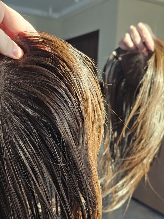 ‼️Медична накладка топпер з натурального волосся напівперука