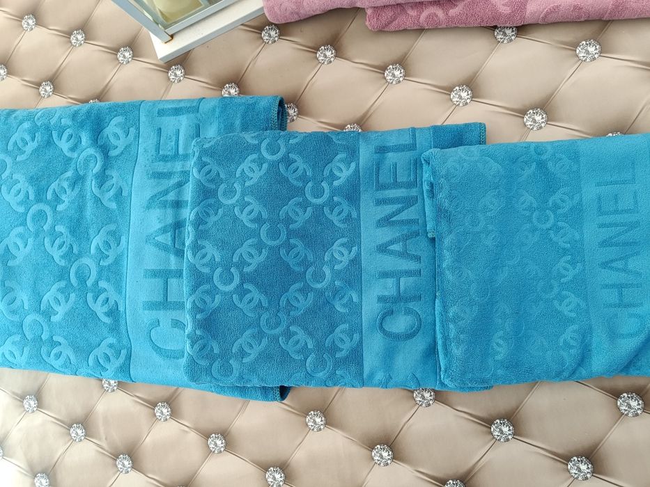 3wymiary 5 kolorów ręczników z bordiurą wzór Chanel