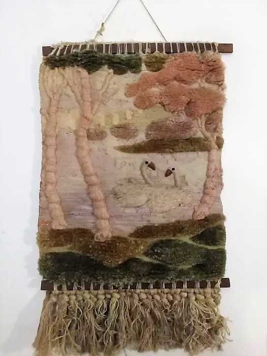 kilim makatka obrazek tkany 3d łabędzie