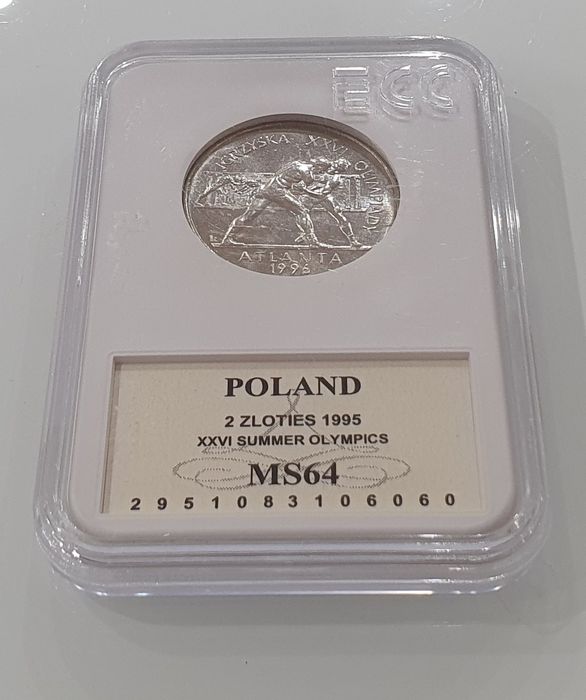 2zł 1995 rok Atlanta Zapaśnicy Mennicza NGC MS64
