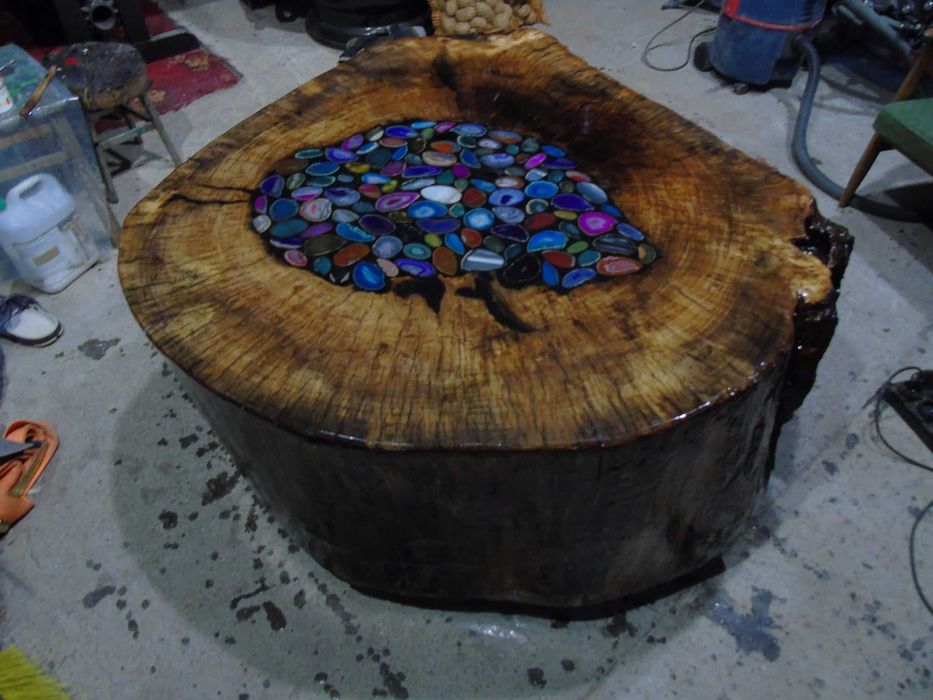 Stolik kawowy XXL z agatami