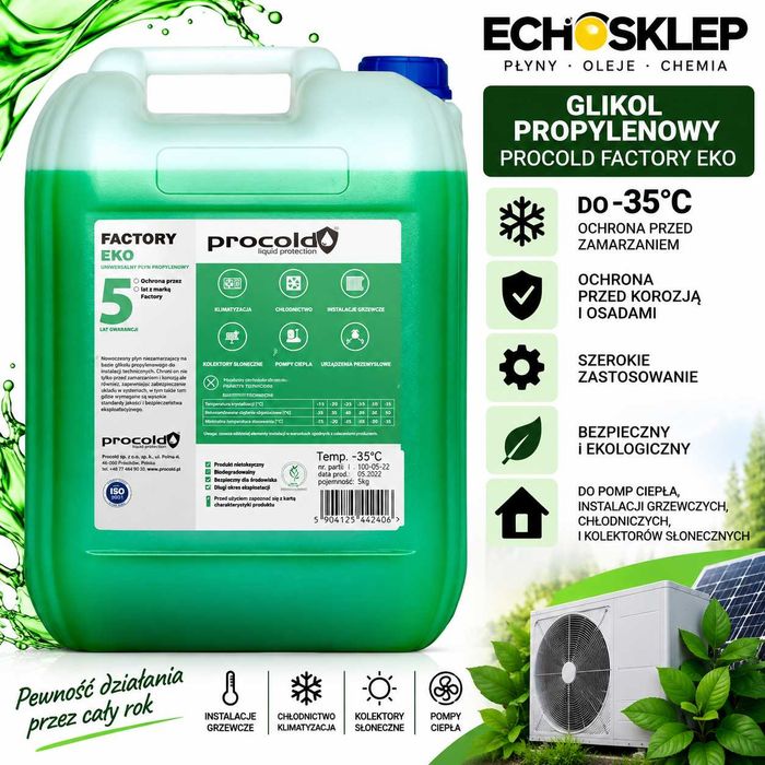 PROCOLD FACTORY EKO glikol propylenowy -35C do pomp ciepła i instalacji 20L