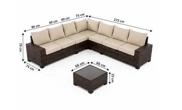 Sofá de jardim marrom de 7 lugares / Novo na caixa / Entrega gratuita em domicílio / Pagamento na entrega